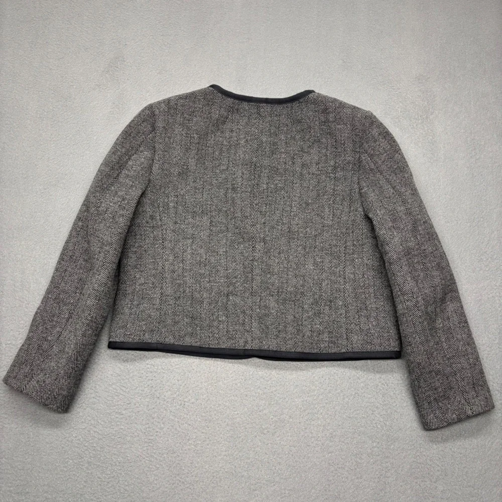 J. Crew NWT Herringbone Cropped Blazer Jacket Heathered‎ Grey Size 12P Career